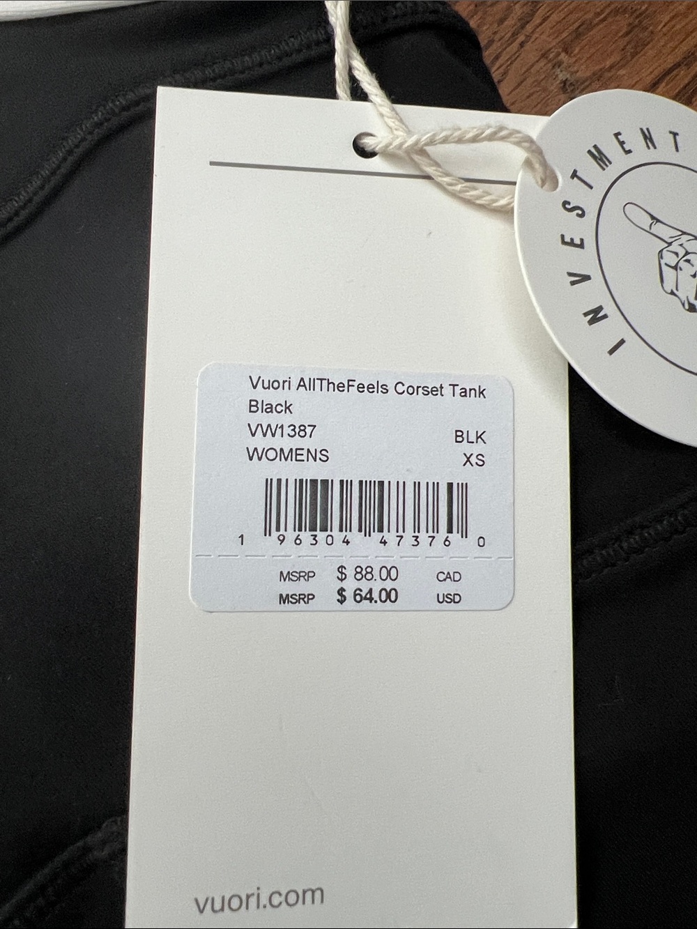 Vuori Black All The Feels Corset Tank Size XS New With Tags NWT - Picture 2 of 5
